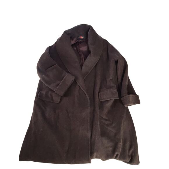 Alorna women's brown Vintage wool full length XL coat capsule dark feminine - Picture 3 of 9